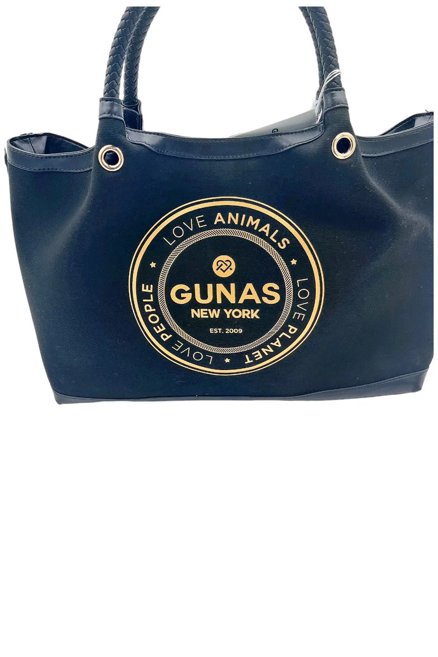 Gunas New York Canvas Double Handle Tote w/ Pouch Ruth Black